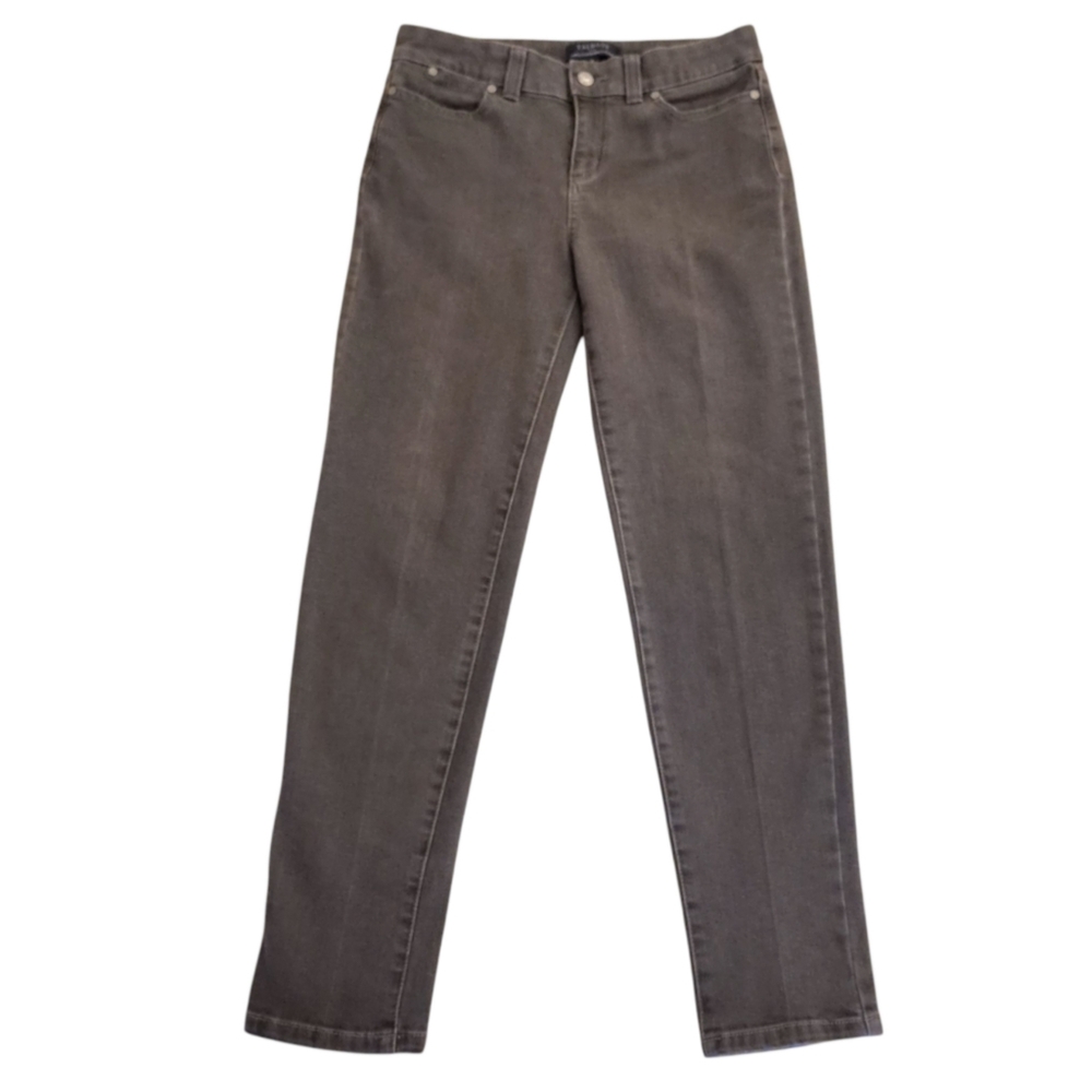 Talbots Women's Simply Flattering 5-Pocket Straight Leg Mid Rise Jeans Grey 4